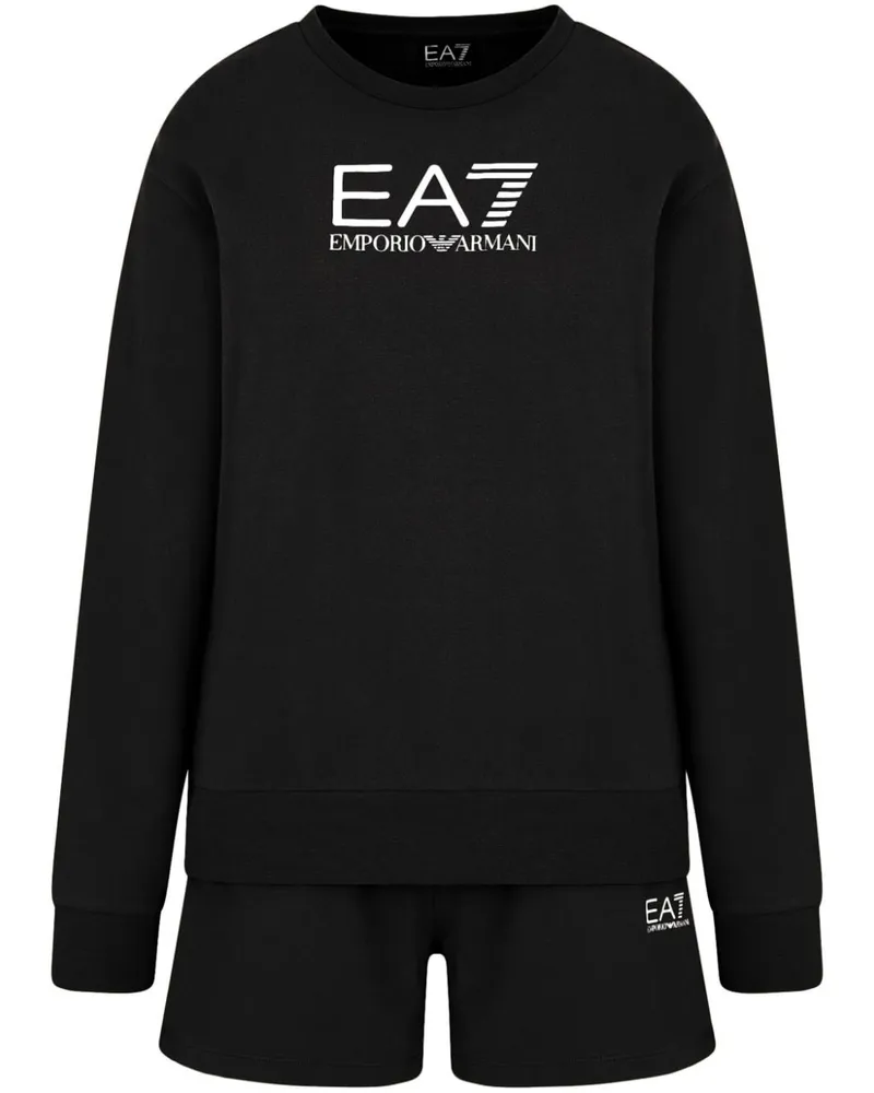 EA7 Joggingshorts mit Logo-Print - Schwarz Schwarz