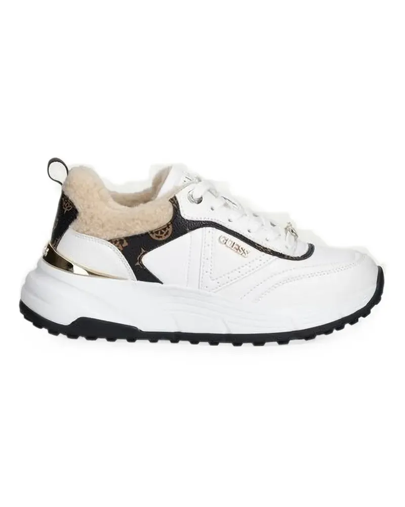 Guess Facter monogram-print faux-fur sneakers - Weiß Weiß