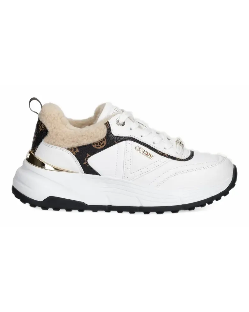 Guess Facter Sneakers aus Faux Fur mit Monogramm-Print - Weiß Weiß