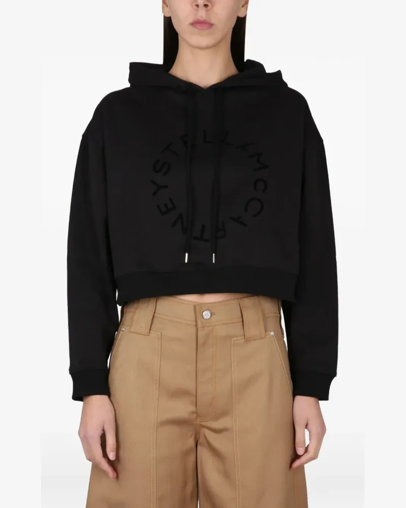 Stella McCartney logo-print cropped hoodie - Schwarz Schwarz