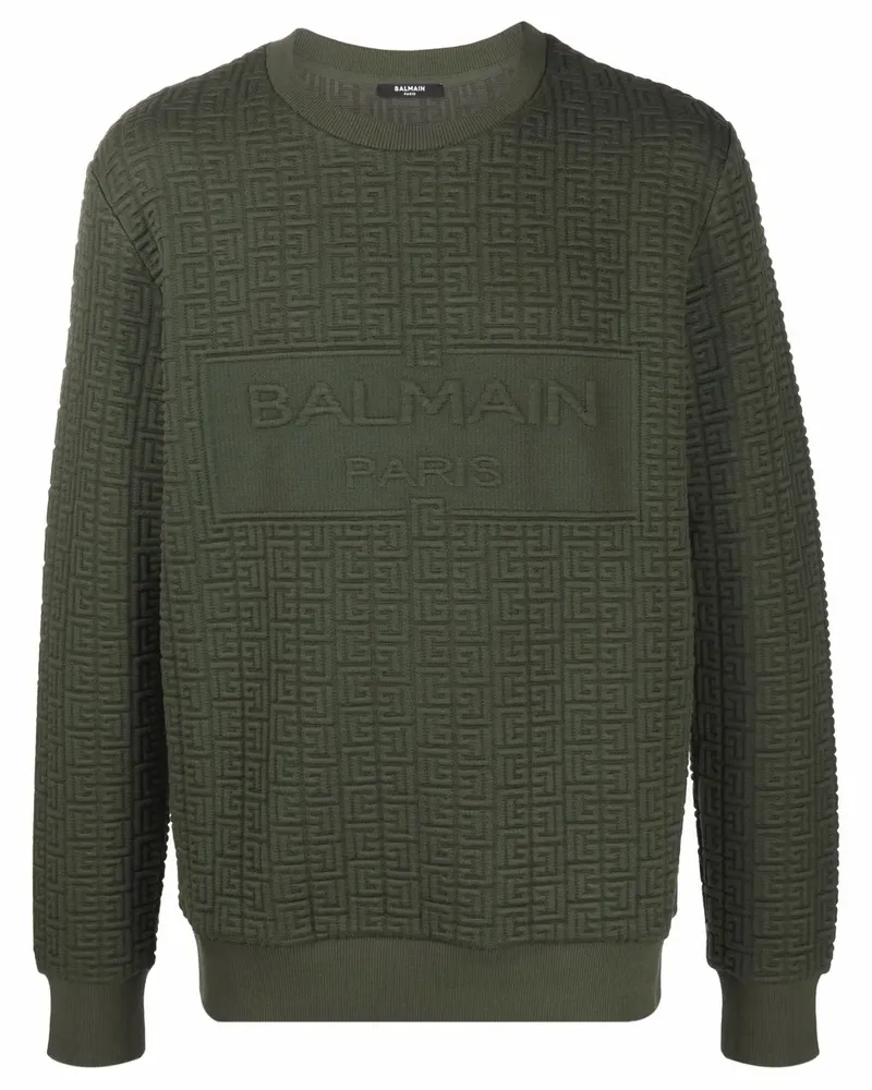 Balmain Sweatshirt mit Monogramm - Grün Grün