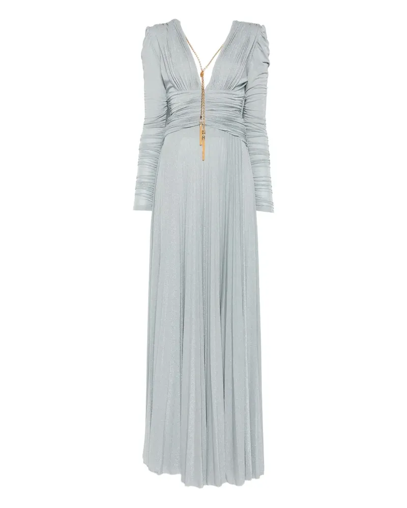 Elisabetta Franchi Plisseekleid mit V-Ausschnitt - Blau Blau