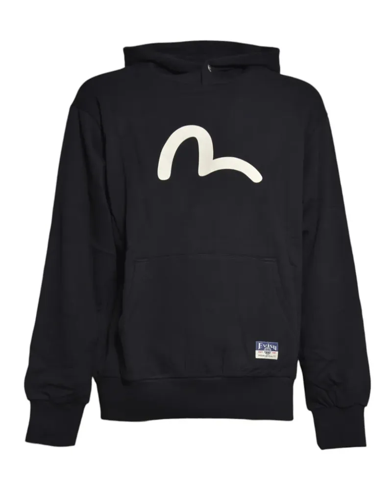 Evisu Hoodie mit Möwen-Print - Schwarz Schwarz