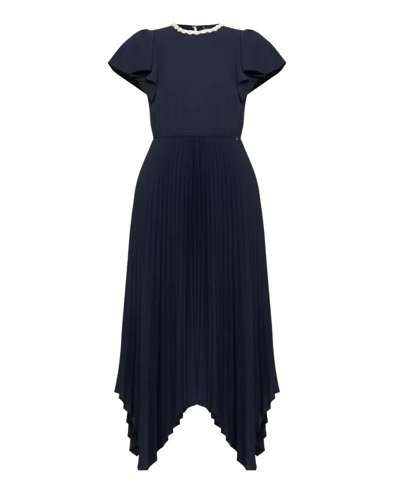 NISSA crystal-embellished pleated dress - Blau Blau