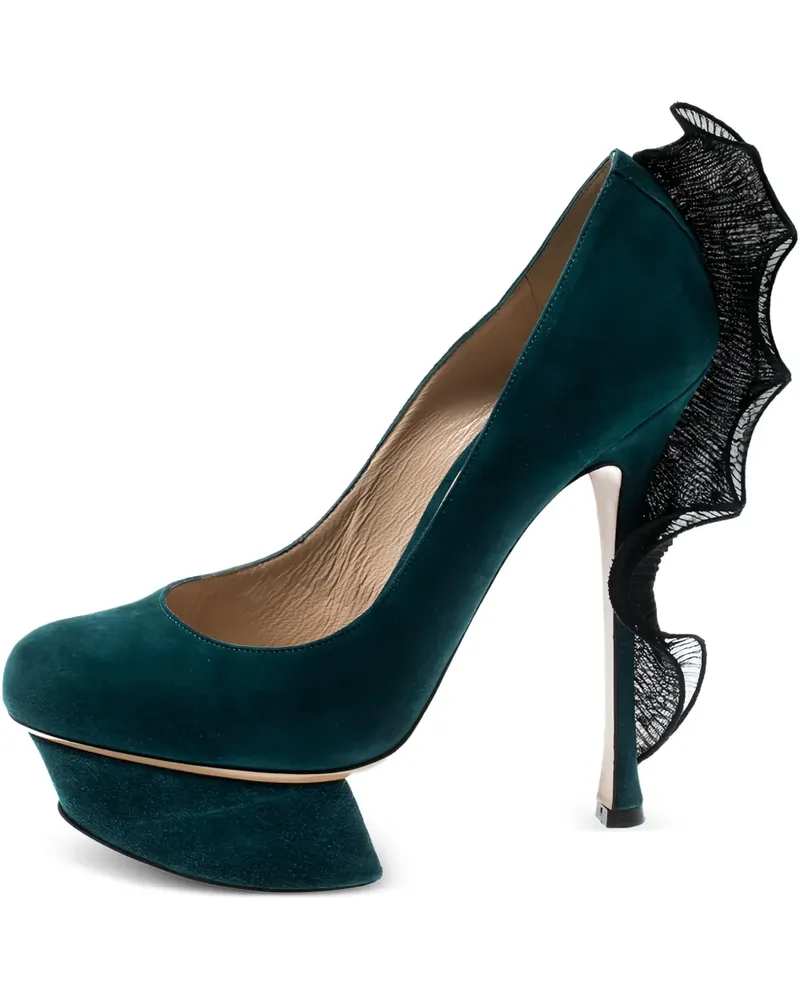 Nicholas Kirkwood Gerüschte Plateau-Pumps 140mm - Blau Blau