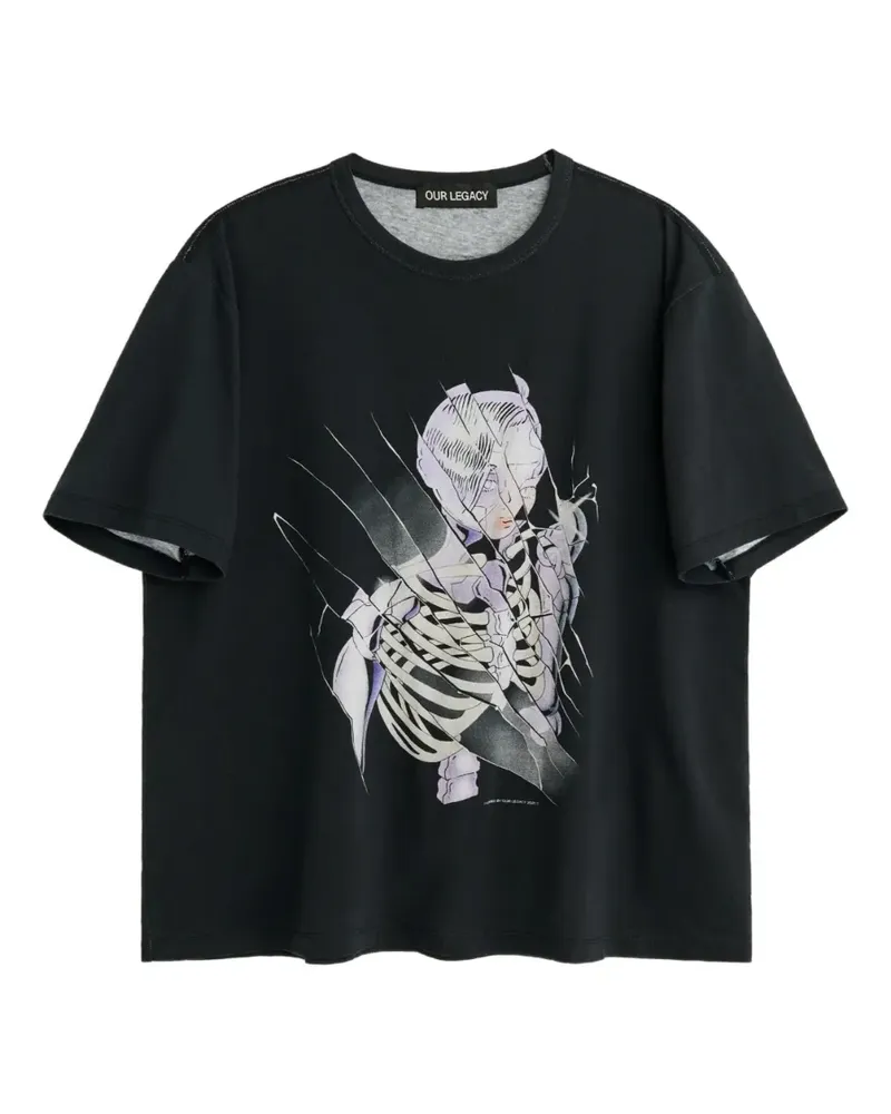 Our Legacy New Box T-Shirt mit Grafik - Schwarz Schwarz