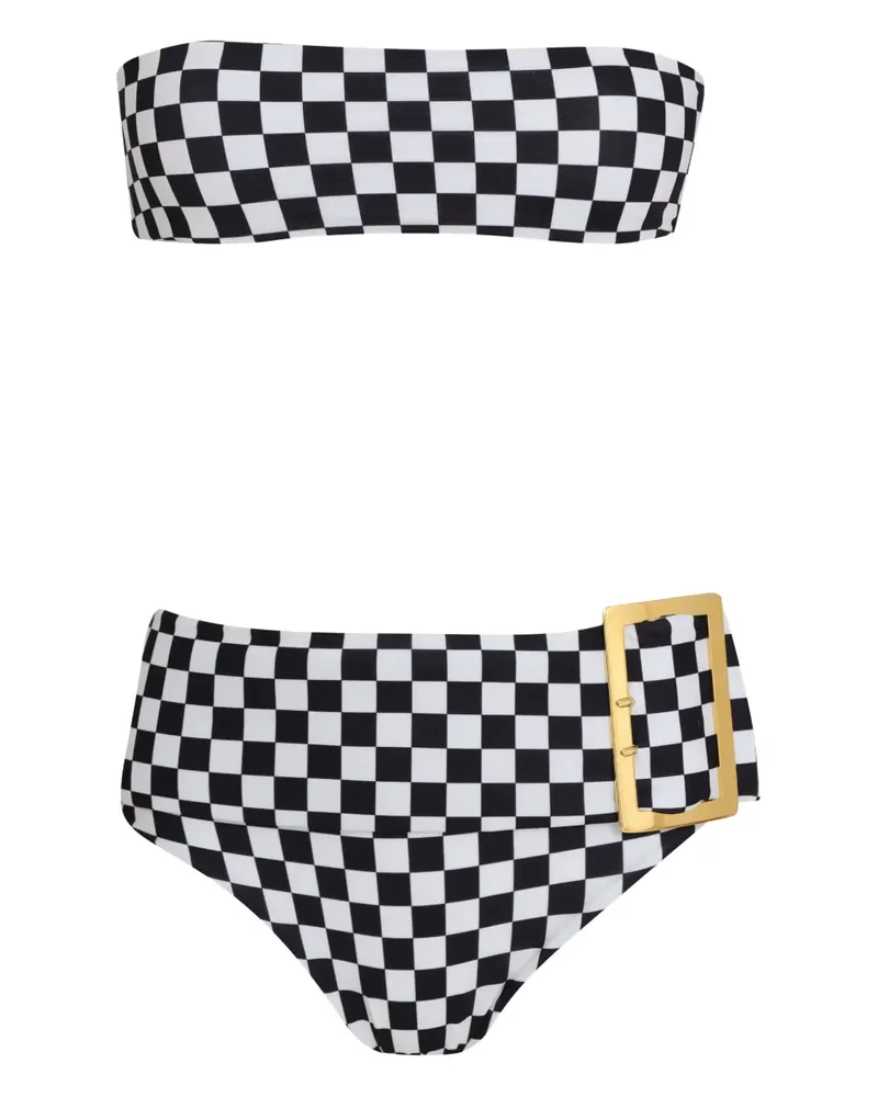 Amir Slama Bikini mit Karomuster - Weiß Weiß