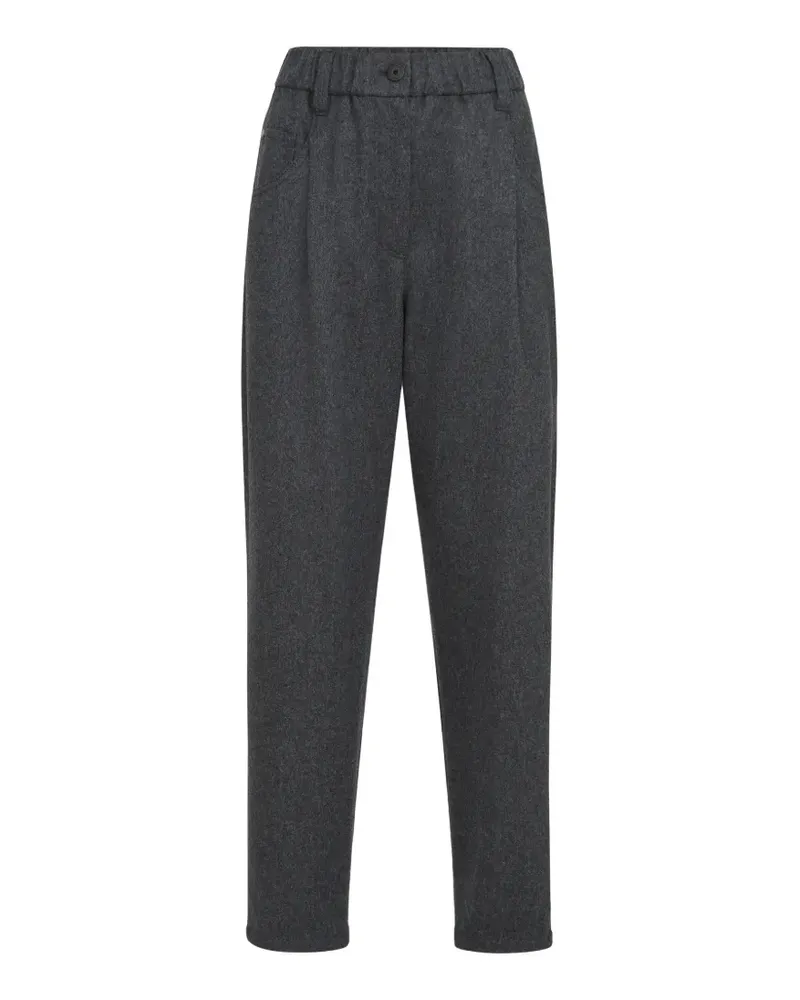 Brunello Cucinelli Baggy-Hose aus Woll-Flanell mit Monili - Grau Grau