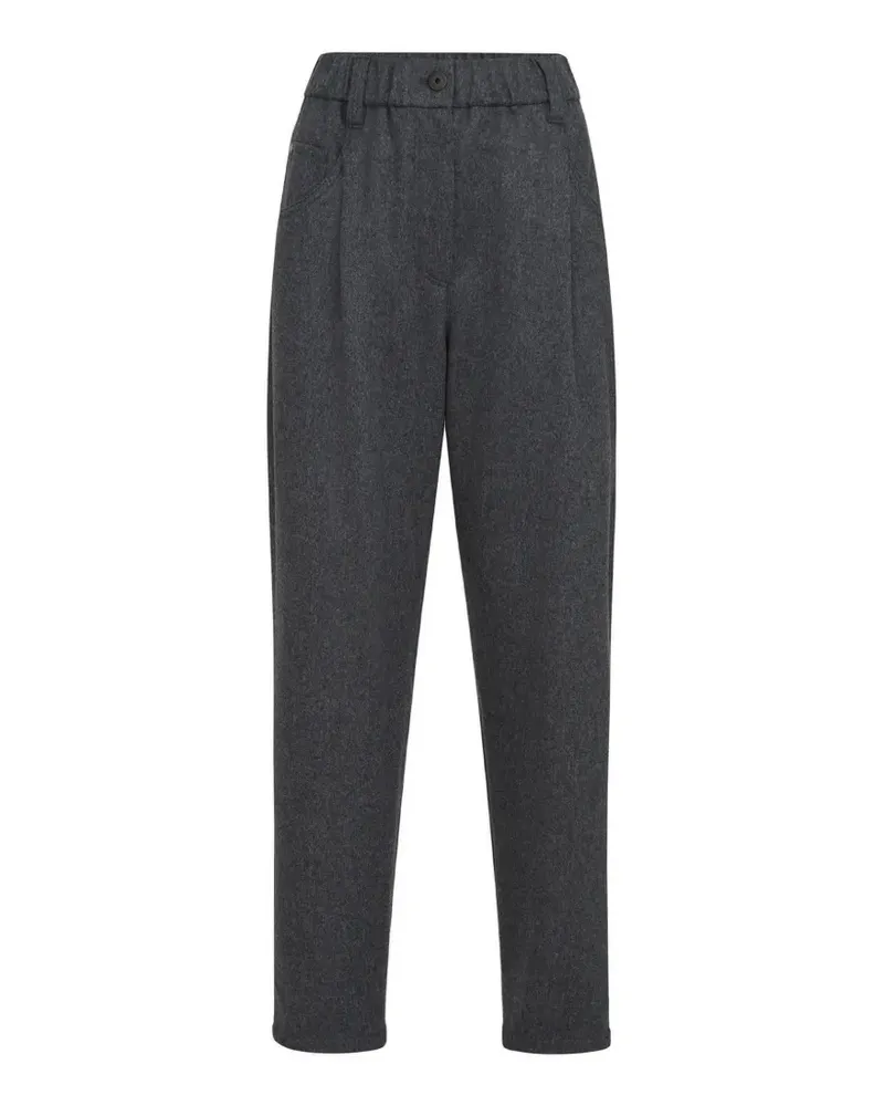 Brunello Cucinelli Baggy-Hose aus Woll-Flanell mit Monili - Grau Grau