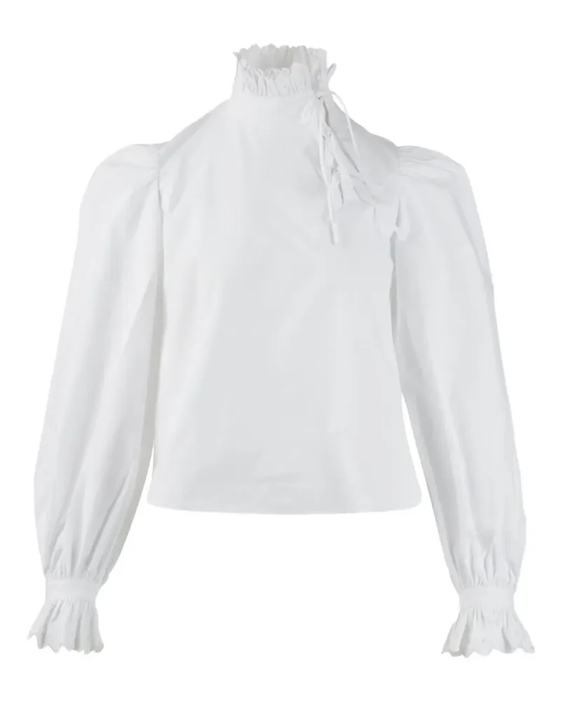 pushBUTTON ruffled high-neck blouse - Weiß Weiß