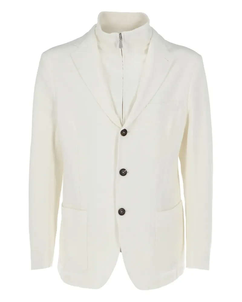 Eleventy Geknöpfter Blazer mit Reißverschlussdetail - Weiß Weiß