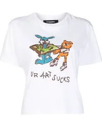 DOMREBEL T-Shirt mit Ur Art Sucks-Print Weiß