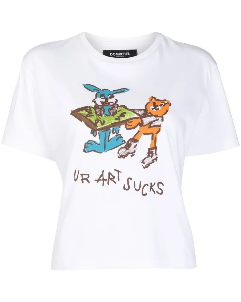 DOMREBEL T-Shirt mit Ur Art Sucks-Print - Weiß Weiß