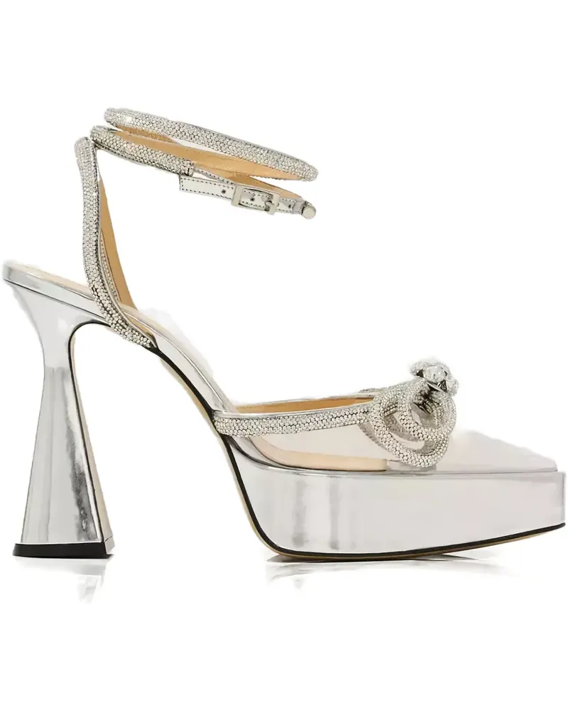 Mach & Mach 140mm Double Bow platform pumps - Silber Silber