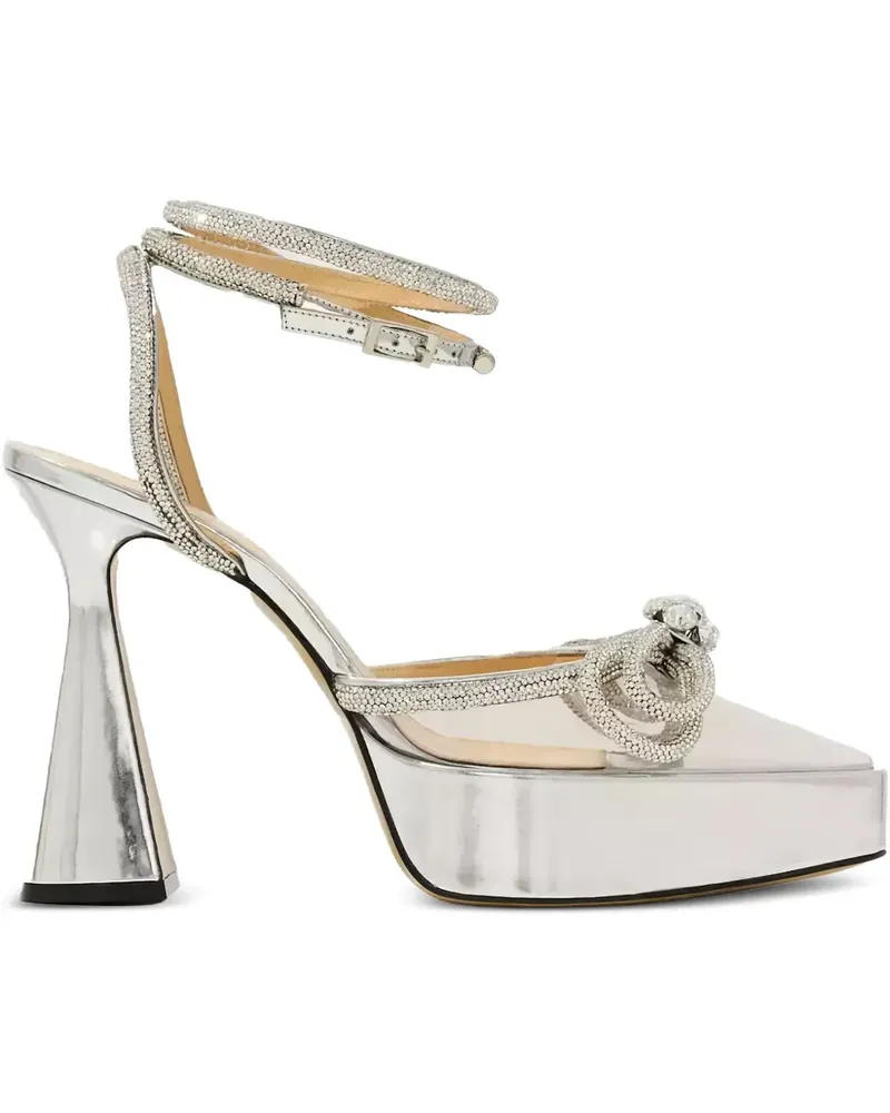 Mach & Mach 140mm Double Bow platform pumps - Silber Silber