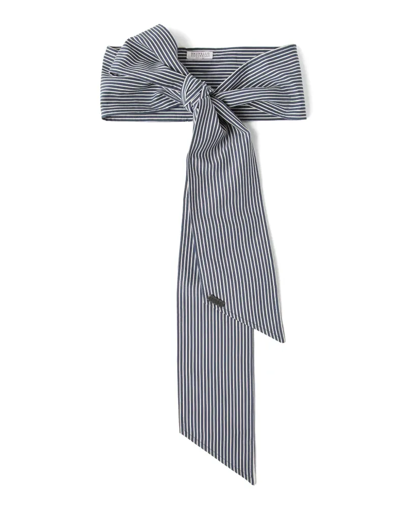 Brunello Cucinelli Popeline-Schal mit Monili-Kette - Blau Blau