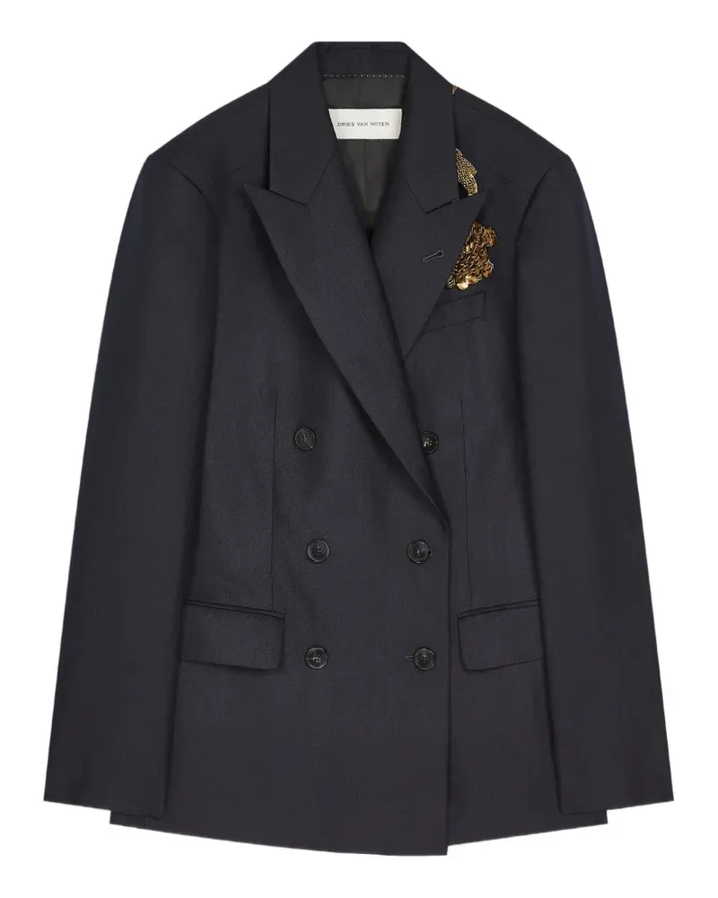 Dries van Noten Doppelreihiges Sakko mit Stickerei - Blau Blau