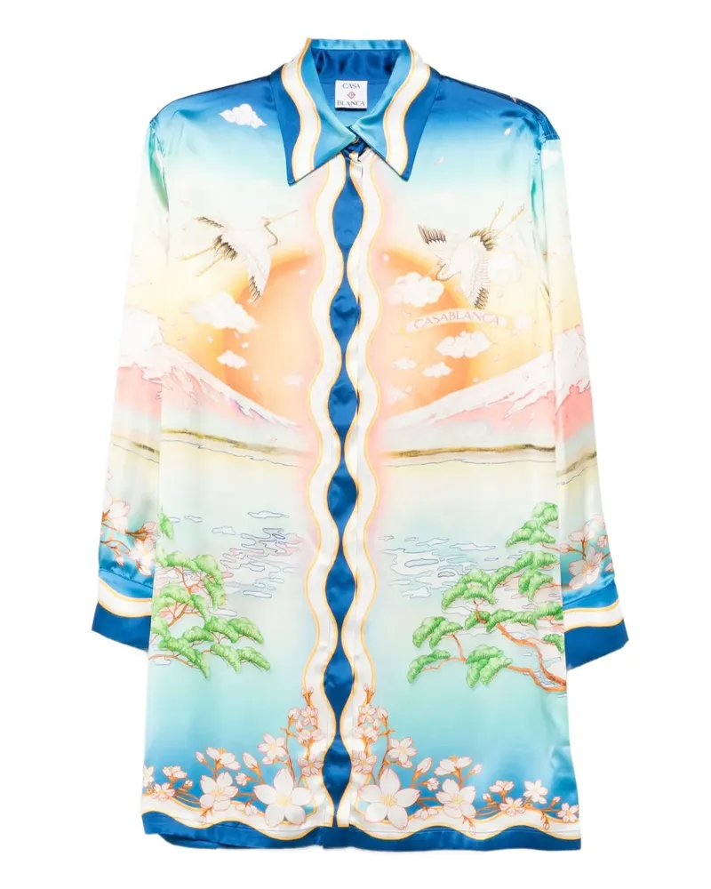 Casablanca Paris crane-print midi dress - Blau Blau
