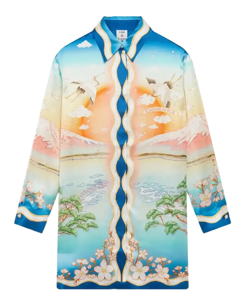 Casablanca Paris Midikleid mit Kranich-Print - Blau Blau
