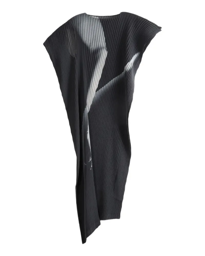 Issey Miyake pleated graphic-print maxi dress - Schwarz Schwarz