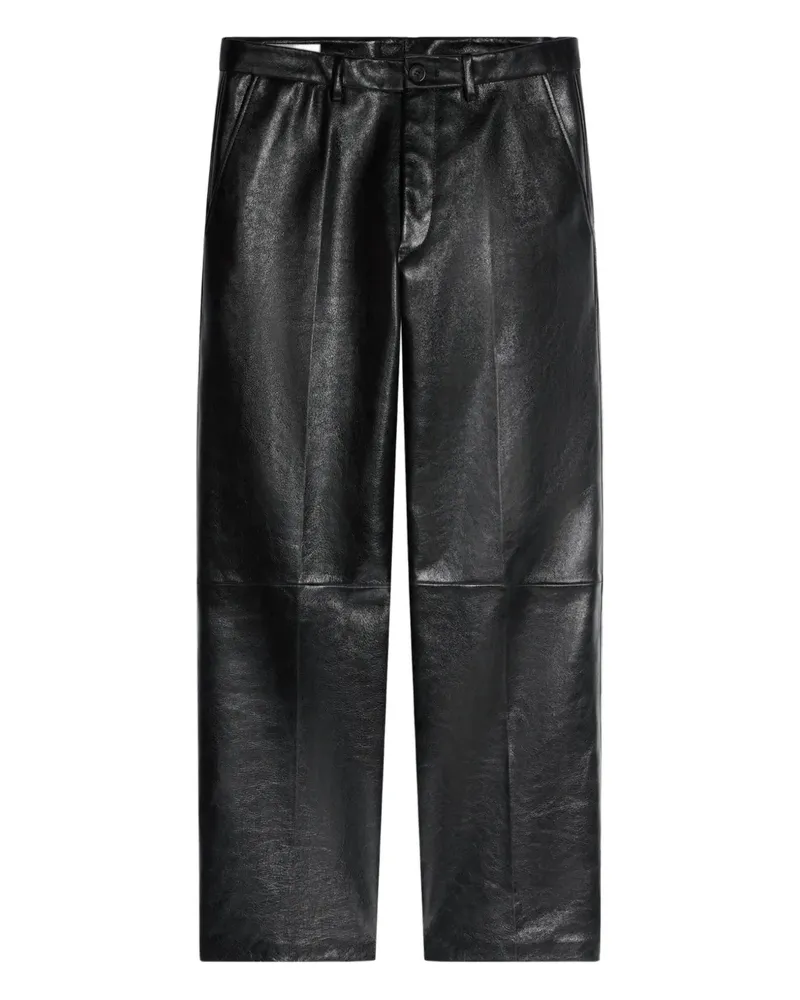 Dries van Noten Hose aus Leder - Schwarz Schwarz