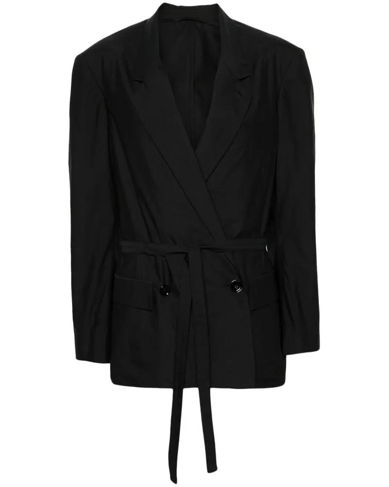 Christophe Lemaire Doppelreihiger Blazer mit Gürtel - Schwarz Schwarz