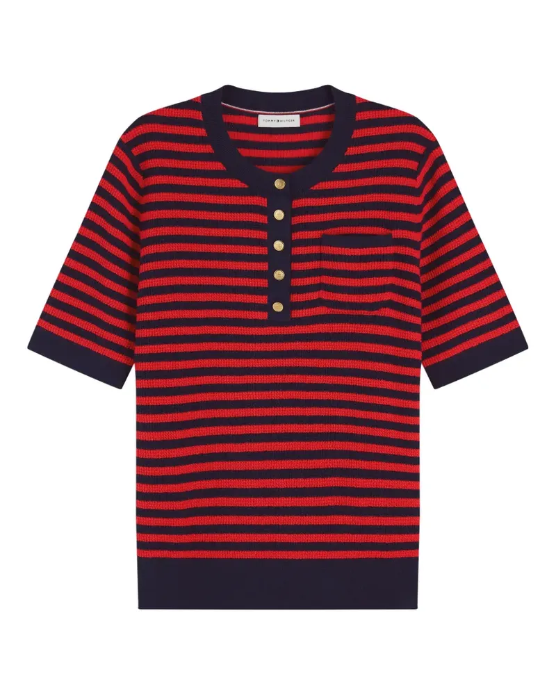 Tommy Hilfiger striped short-sleeve sweater - Rot Rot