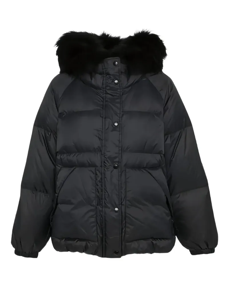 Yves Salomon Kapuzenjacke mit Shearling - Schwarz Schwarz
