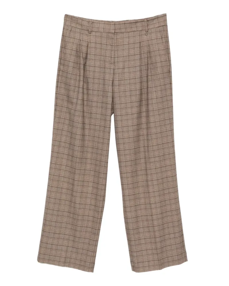Aniye By check-pattern pleated trousers - Braun Braun