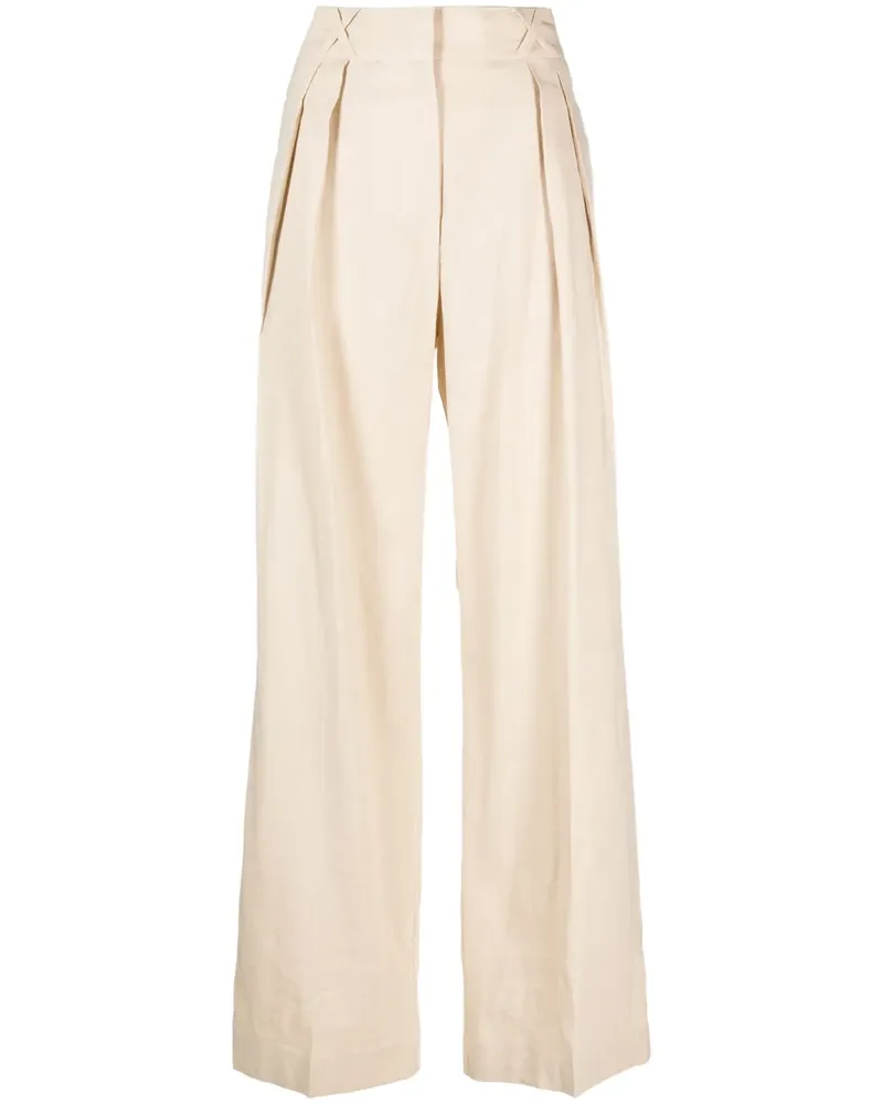 Róhe High-Waist-Hose mit weitem Bein - Nude Nude
