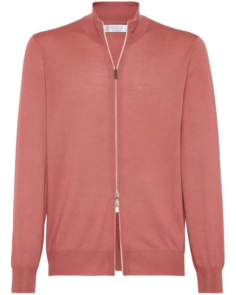 Brunello Cucinelli Fein gestrickter Cardigan mit Reißverschluss - Rot Rot