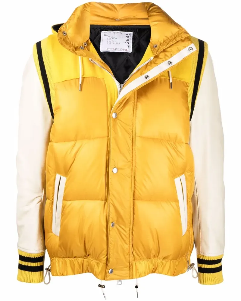 Sacai Gefütterte Jacke mit Kontrastärmeln - Gelb Gelb