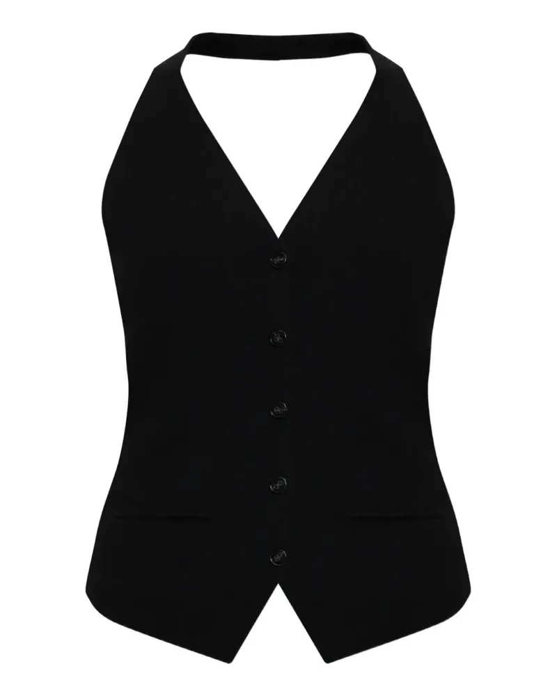 Lisa Yang Immy halterneck button-up top - Schwarz Schwarz