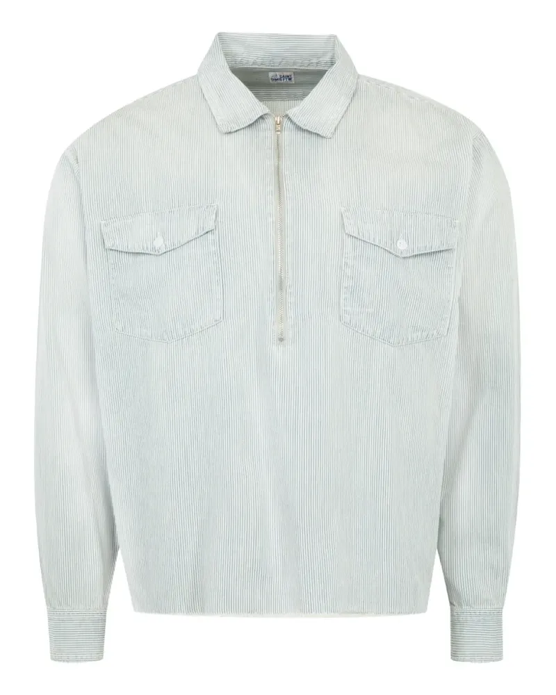 SAINT MXXXXXX Reißverschluss-Hemd mit Hickory-Streifen - Blau Blau