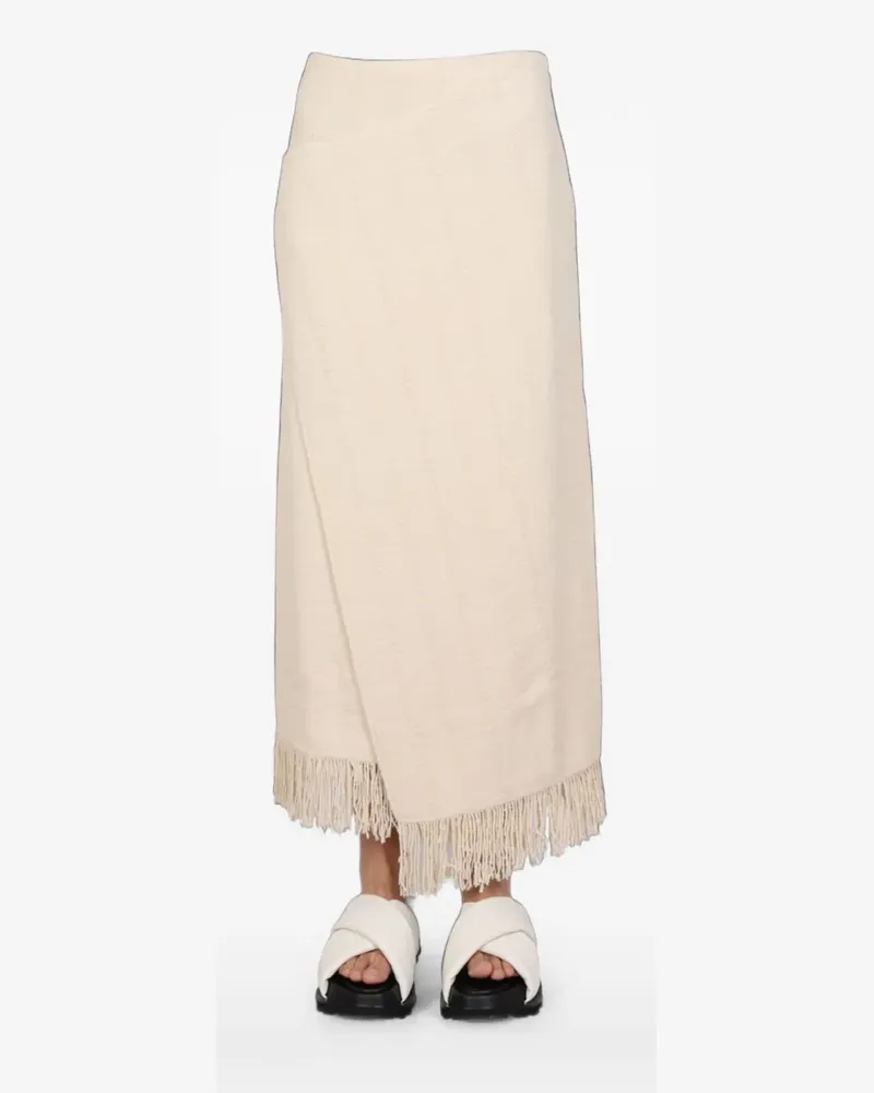 Jil Sander fringed wrap skirt - Nude Nude