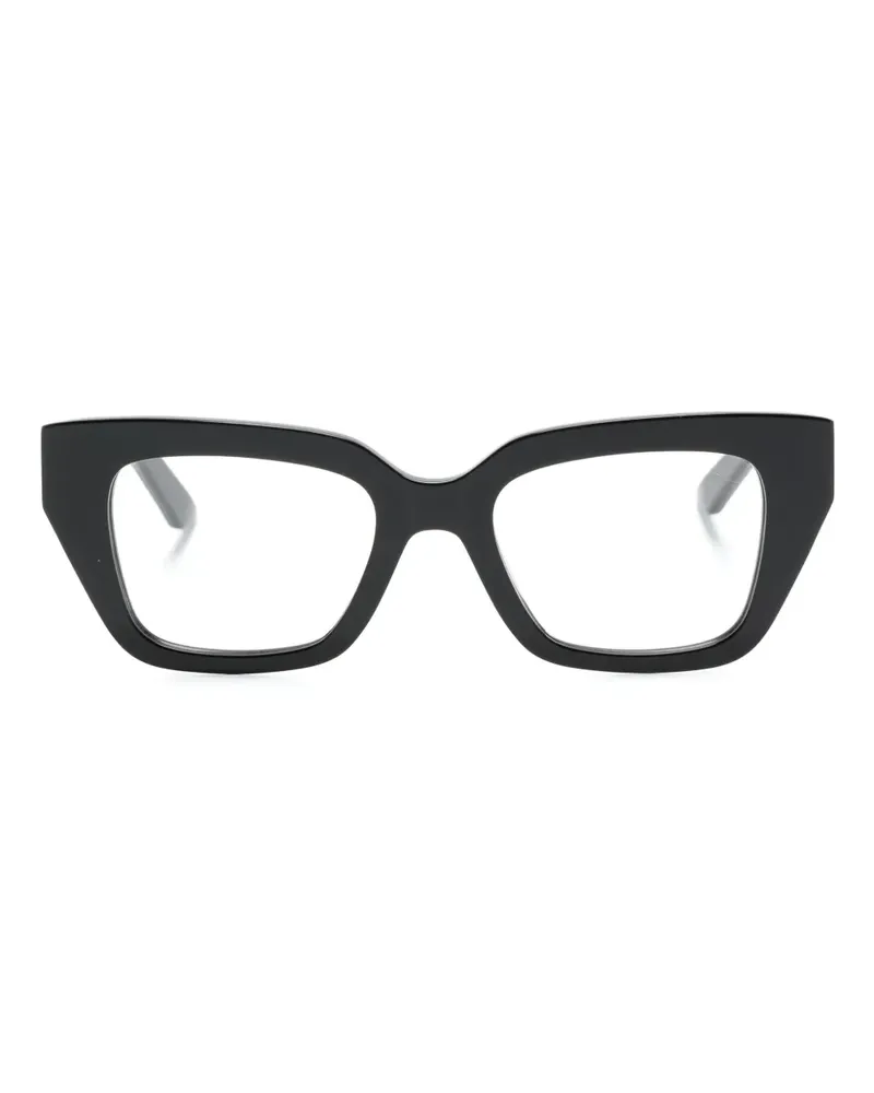 Alexander McQueen Eckige Brille mit Logo-Gravur - Schwarz Schwarz