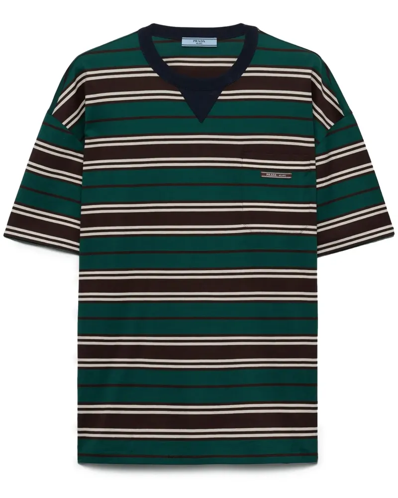Prada Gestreiftes T-Shirt - Braun Braun