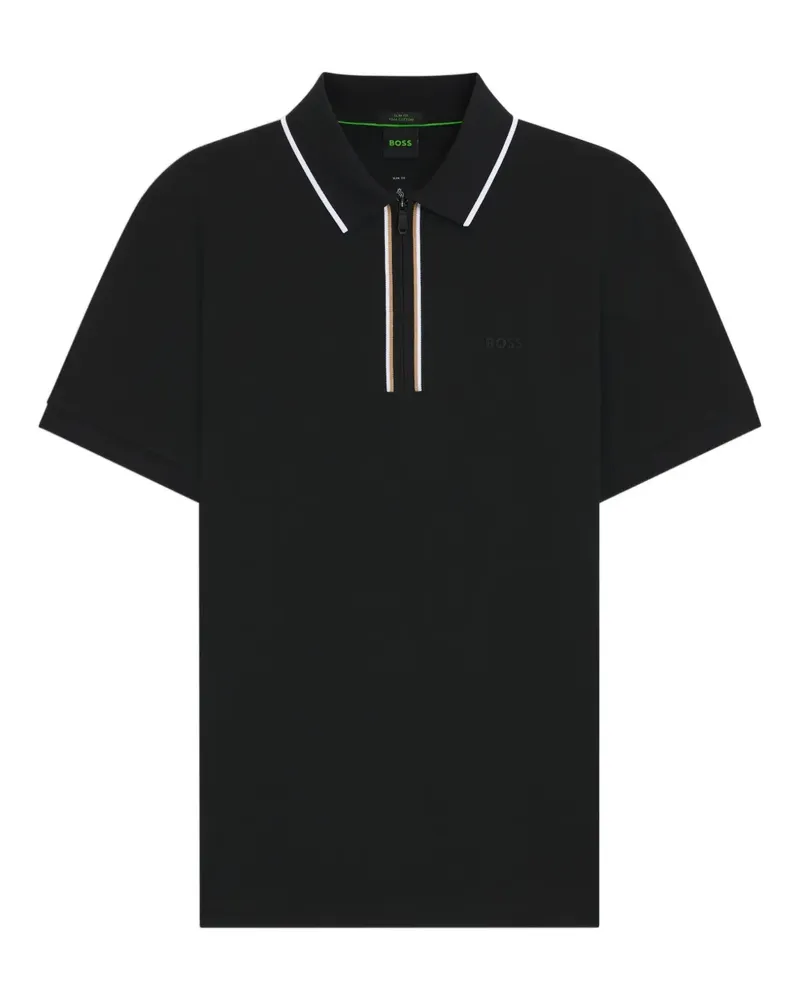 HUGO BOSS Philix Poloshirt mit kurzem Reißverschluss - Schwarz Schwarz