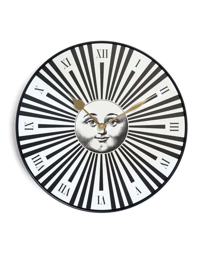 Fornasetti Wanduhr mit Sonnenmotiv - Schwarz Schwarz