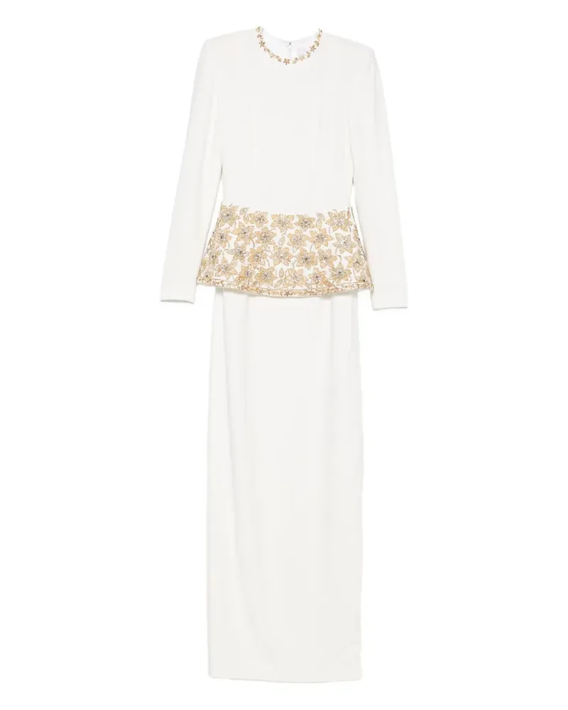 Dina Melwani Kleid mit Schößchen - Weiß Weiß