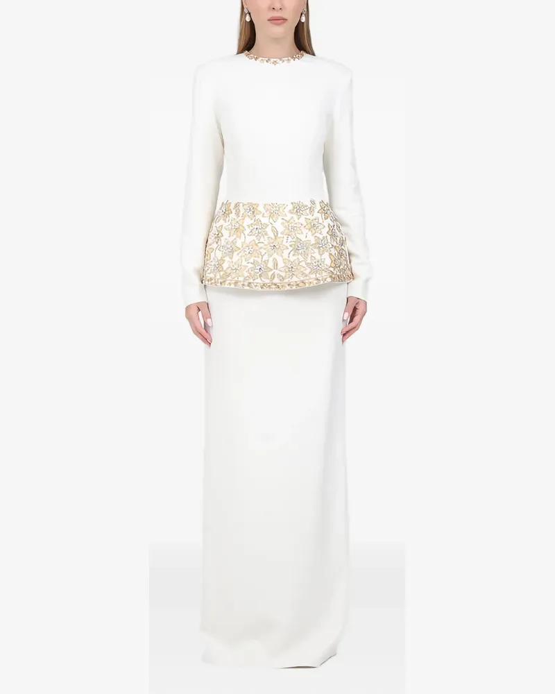 Dina Melwani Kleid mit Schößchen - Weiß Weiß