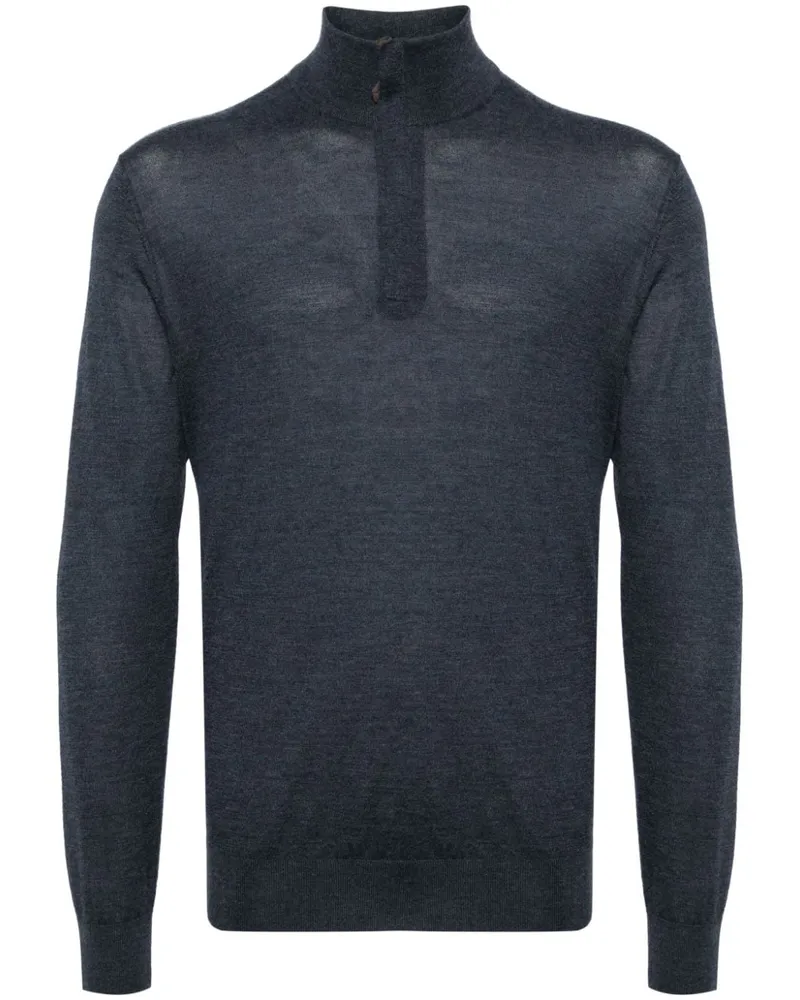 N.Peal Regant FG Pullover mit kurzem Reißverschluss - Blau Blau