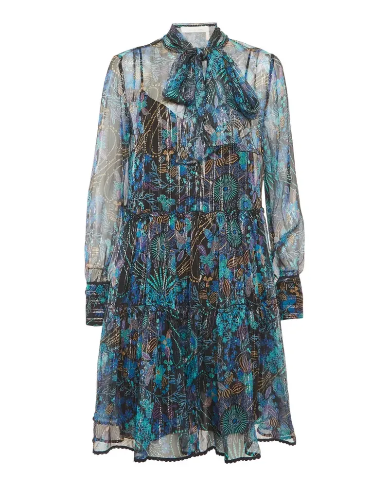 See by Chloé floral-print tiered dress - Schwarz Schwarz