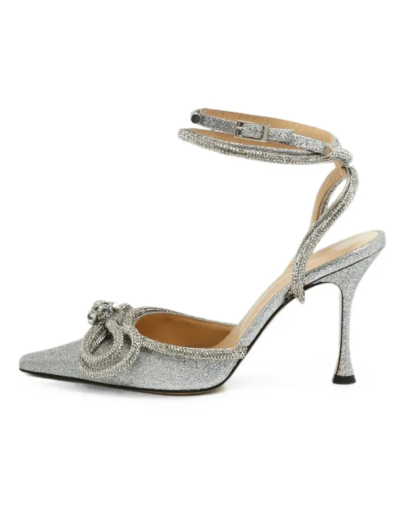 Mach & Mach Double Bow Pumps mit Glitter - Silber Silber