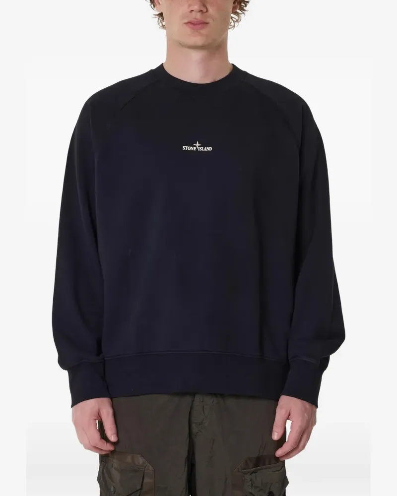 Stone Island Stückgefärbter Pullover mit Logo-Print - Schwarz Schwarz