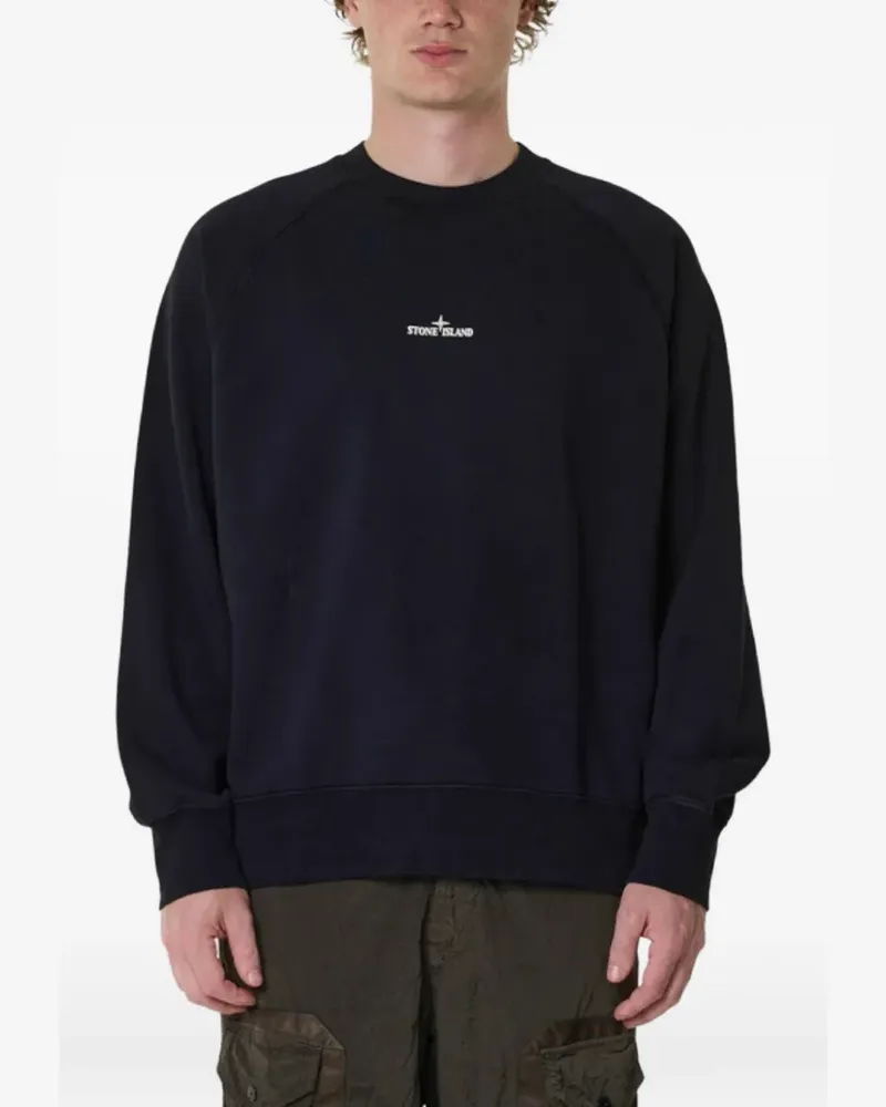 Stone Island logo-print garment-dyed sweater - Schwarz Schwarz