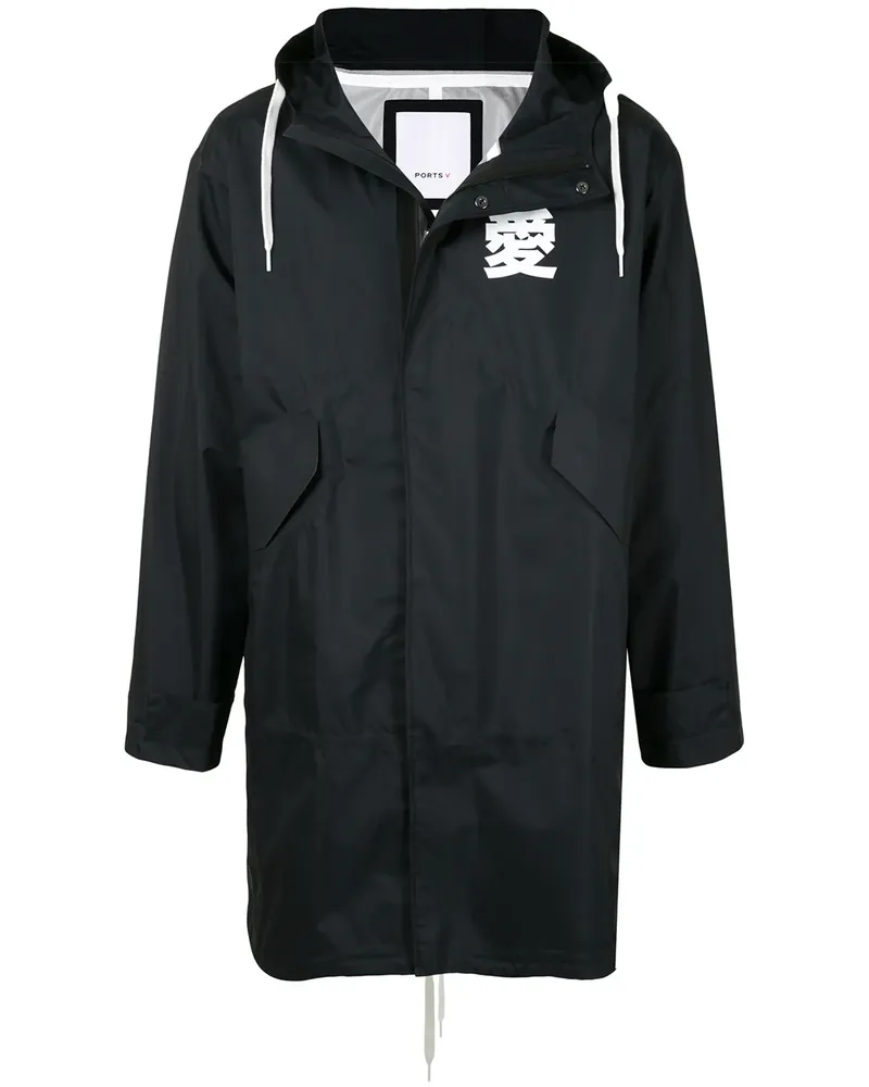 Ports V Parka mit Kapuze - Schwarz Schwarz