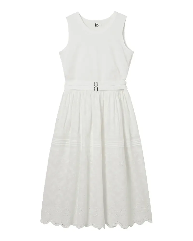 b+ab broderie-anglaise belted midi dress - Weiß Weiß