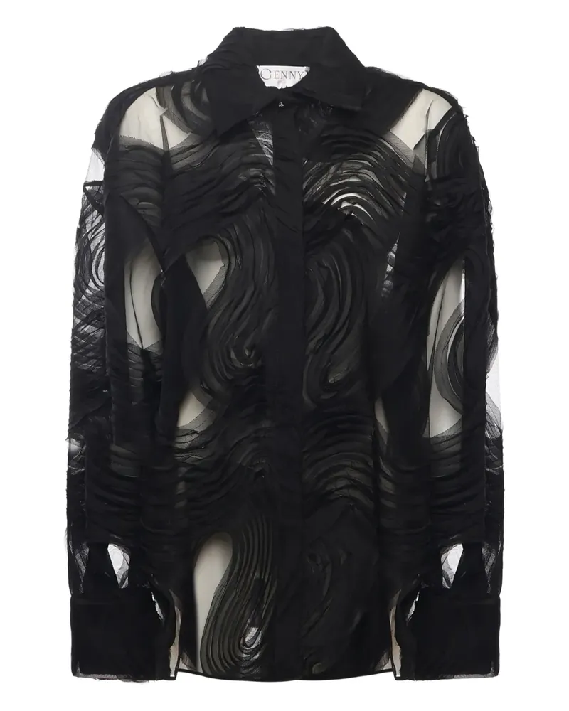 Genny Hemd mit Wellenmotiv - Schwarz Schwarz