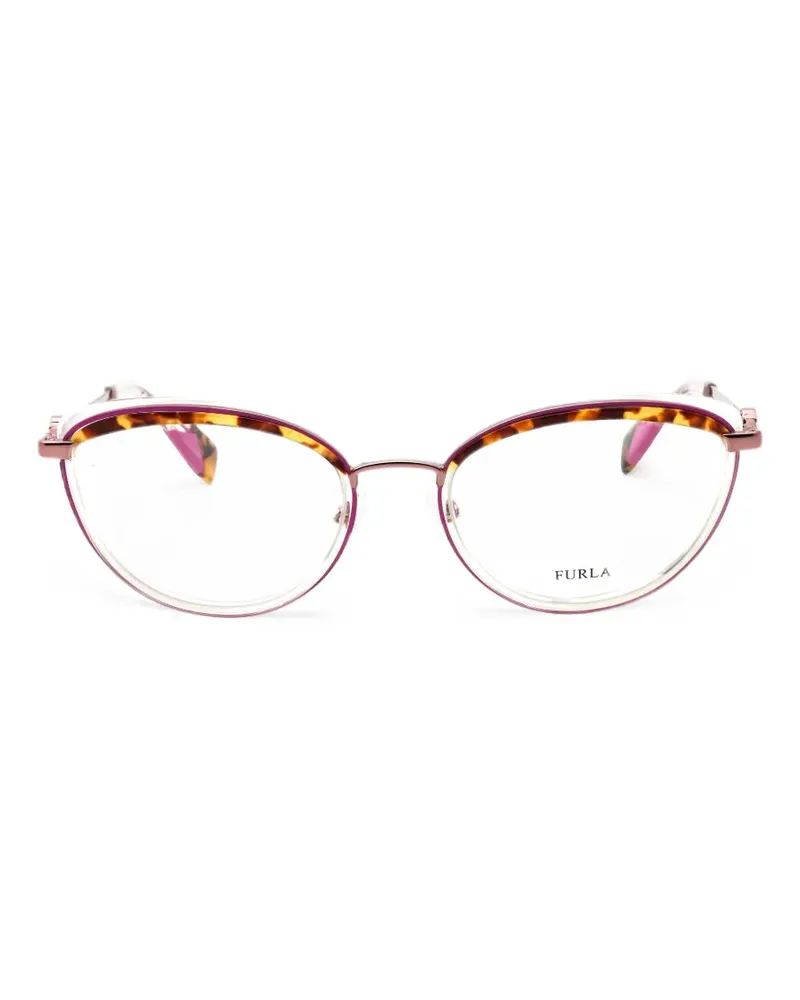 Furla Ovale Brille in Schildpattoptik - Rosa Rosa